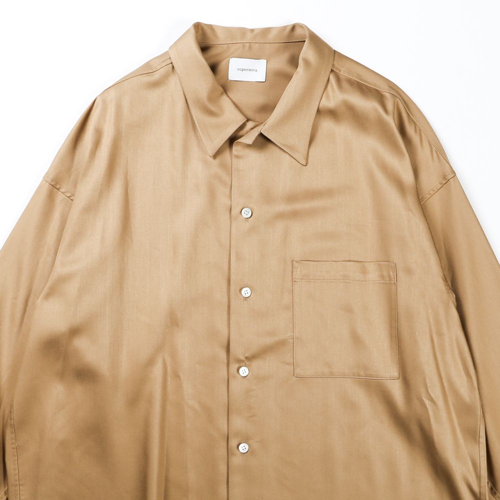Regular fit big shirt - Rayon poly gabardine / レギュラーフィット ビッグシャツ ギャバジン / SN-411B