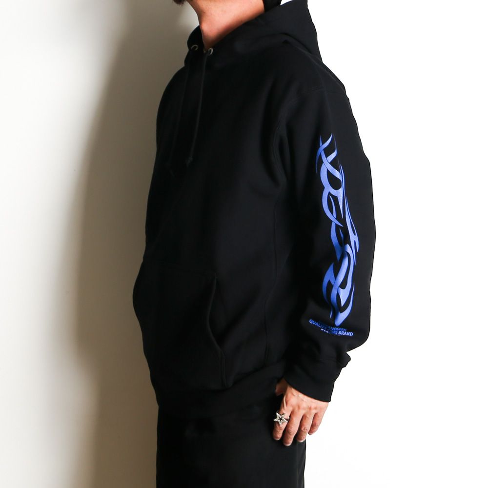 MAD Hooded Sweat Shirt - BLK × Blue / プルオーバーパーカー / HC-110825