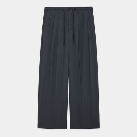 TRIPLE PLEATED EASY TROUSERS - CHARCOAL / オーガニックウール2/80トロピカル - トリプルプリーテッドイージートラウザーズ / A26B04PT02C