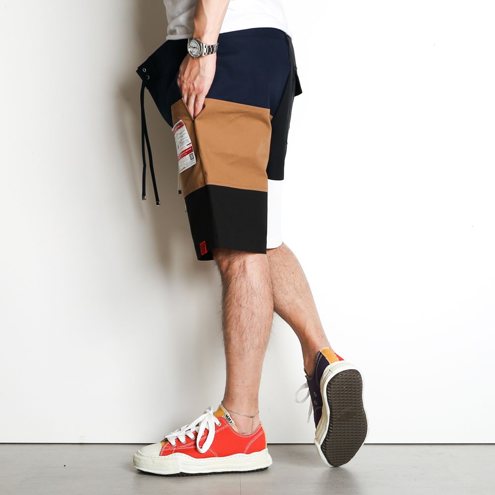 ミハラヤスヒロCotton Satin Shorts BLACK38 Maison MIHARA YASUHIRO - ディストレスト ショーツ