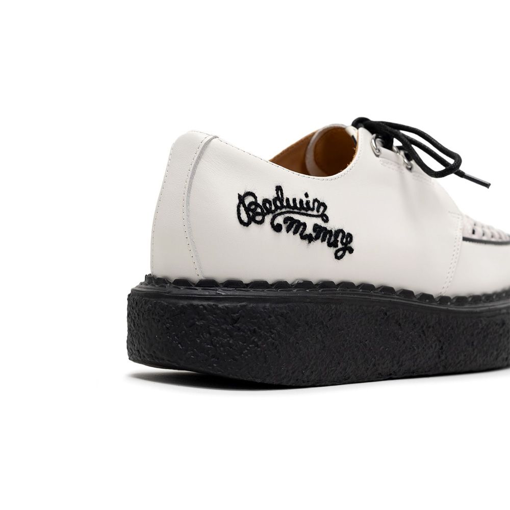 BEDWIN & THE MMY General Scale. / "DAVID" Leather Inter Lace Shoes - WHT × BLK / C15FW703