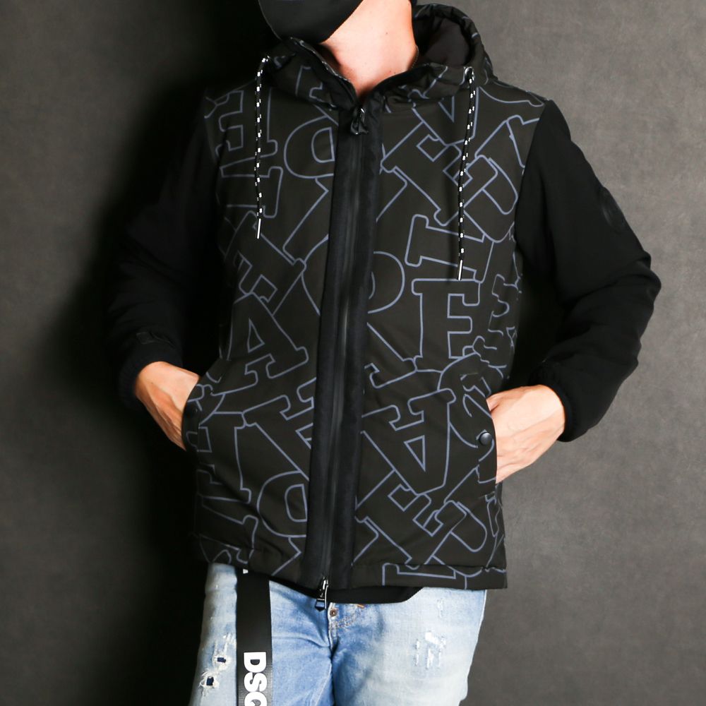 1PIU1UGUALE3 RELAX - LETTERING SLEEVE SWITCH JACKET