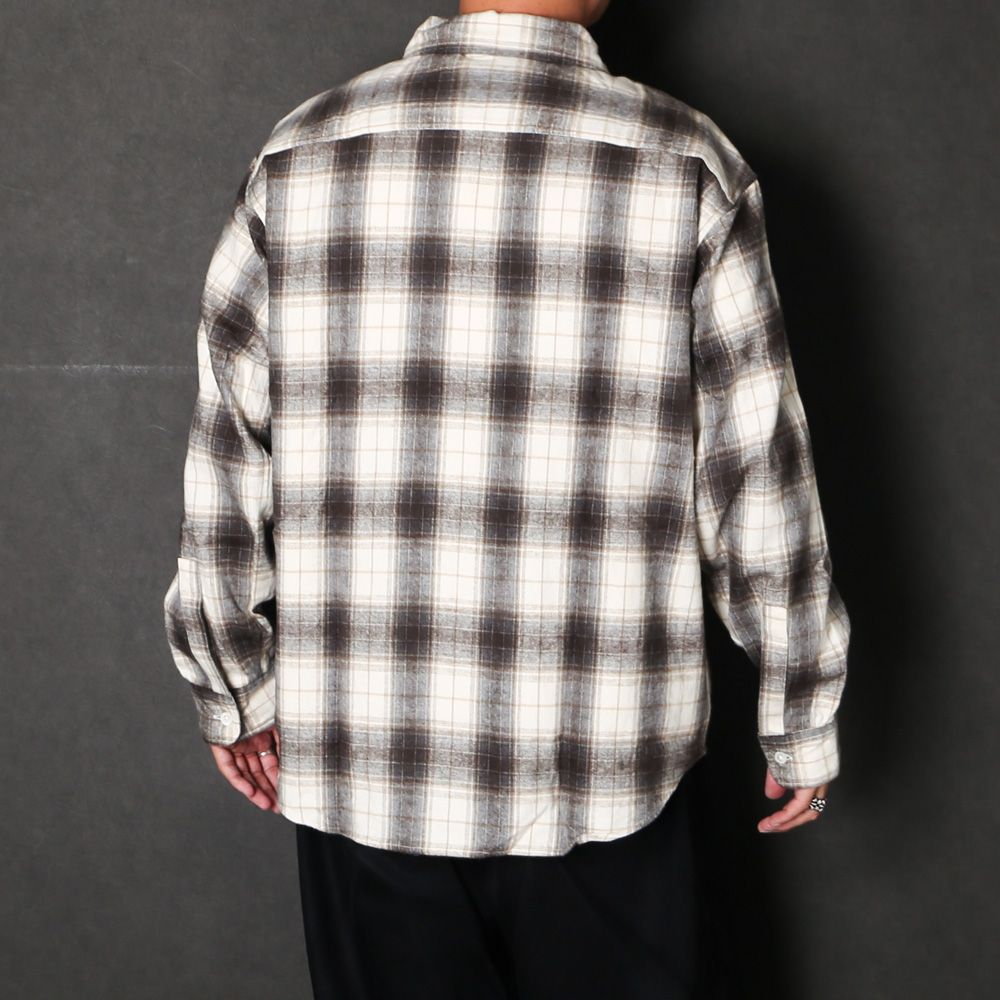 Ombre Check Flannel Shirt - Natural × Brown / オンブレチェックフランネルシャツ / SN-628A