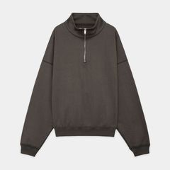 SHORT QUARTER ZIP PULLOVER - CHARCOAL / オーガニックコットンヘビー吊裏毛 - ショートクォータージッププルオーバー / A25D03CS02C