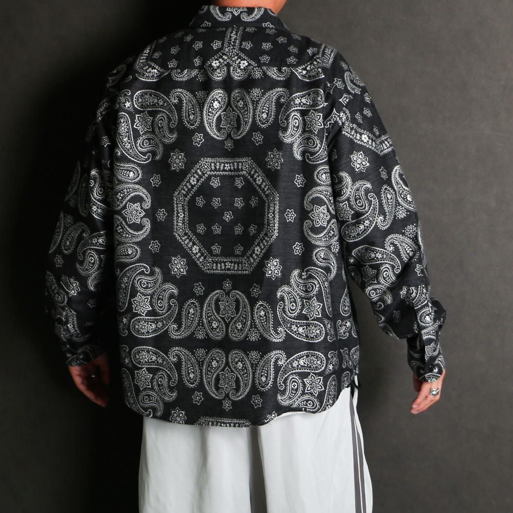 【ラスト1点-サイズM】 Split yoke big shirt - Bandana jacquard / ビッグシルエット シャツ - バンダナ ジャガード / SN-535A