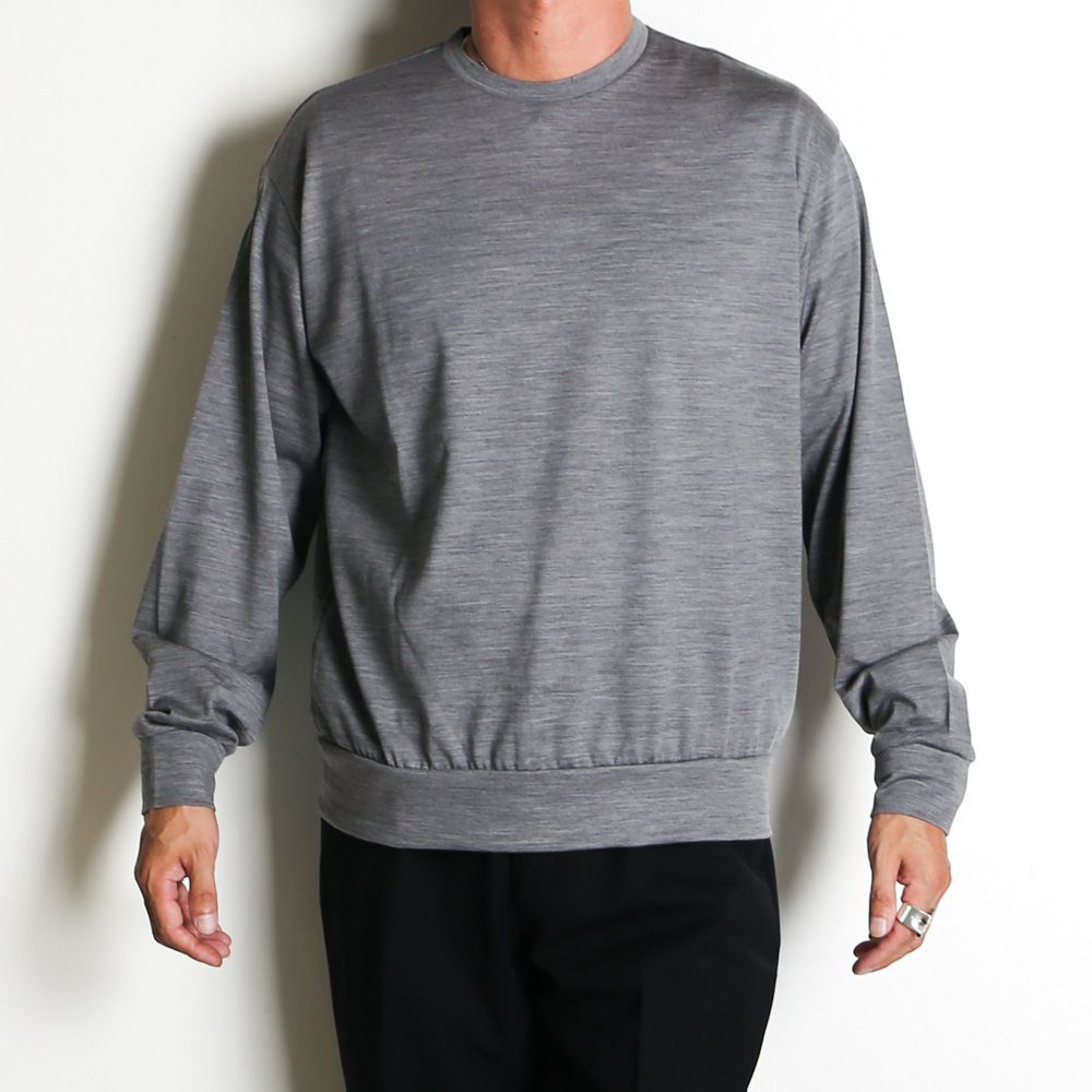 【ラスト1点-サイズ4】 Crew Neck L/S Tee - Top Gray / スーパー100sウォッシャブルウール天竺 - クルーネック L/S Tee / M26C15CS03C