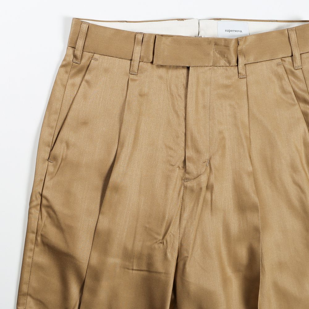 【ラスト1点-サイズS】 1 tuck wide trouser - Rayon poly gabardine / 1タックワイドトラウザー ギャバジン / SN-413B