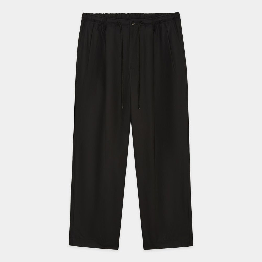 Double Pleated Easy Trousers - Black / オーガニックGIZA60/3サバイバルクロス® - ダブルプリーテッドイージートラウザーズ / A26C03PT02C