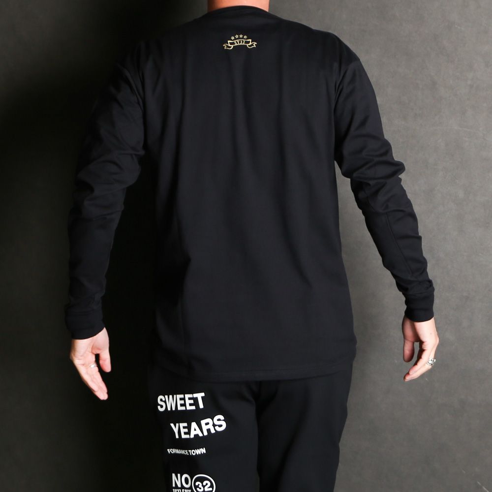 SANS SERIF LOGO L/S TEE - BLACK × GOLD / ロングスリーブTシャツ / 14178J-W