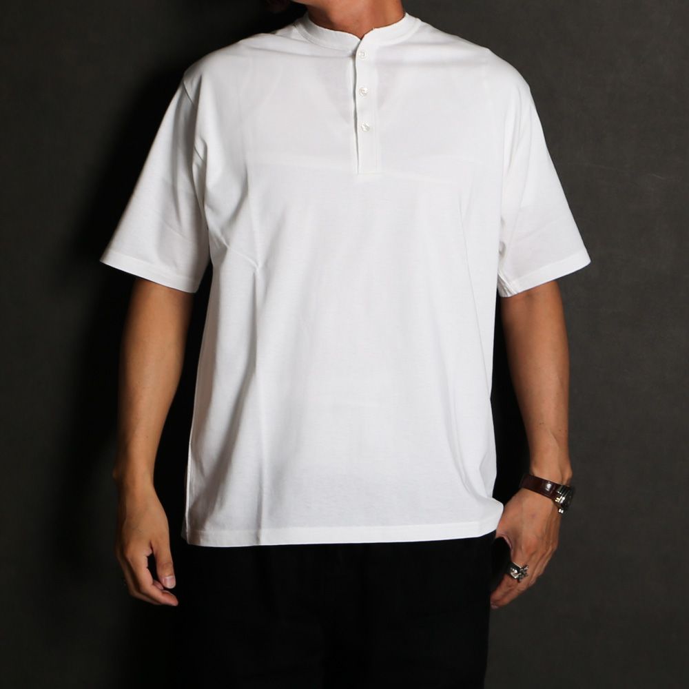 marka - 【ラスト1点-サイズ4】 HENLEY NECK TEE - WHITE / 30/1