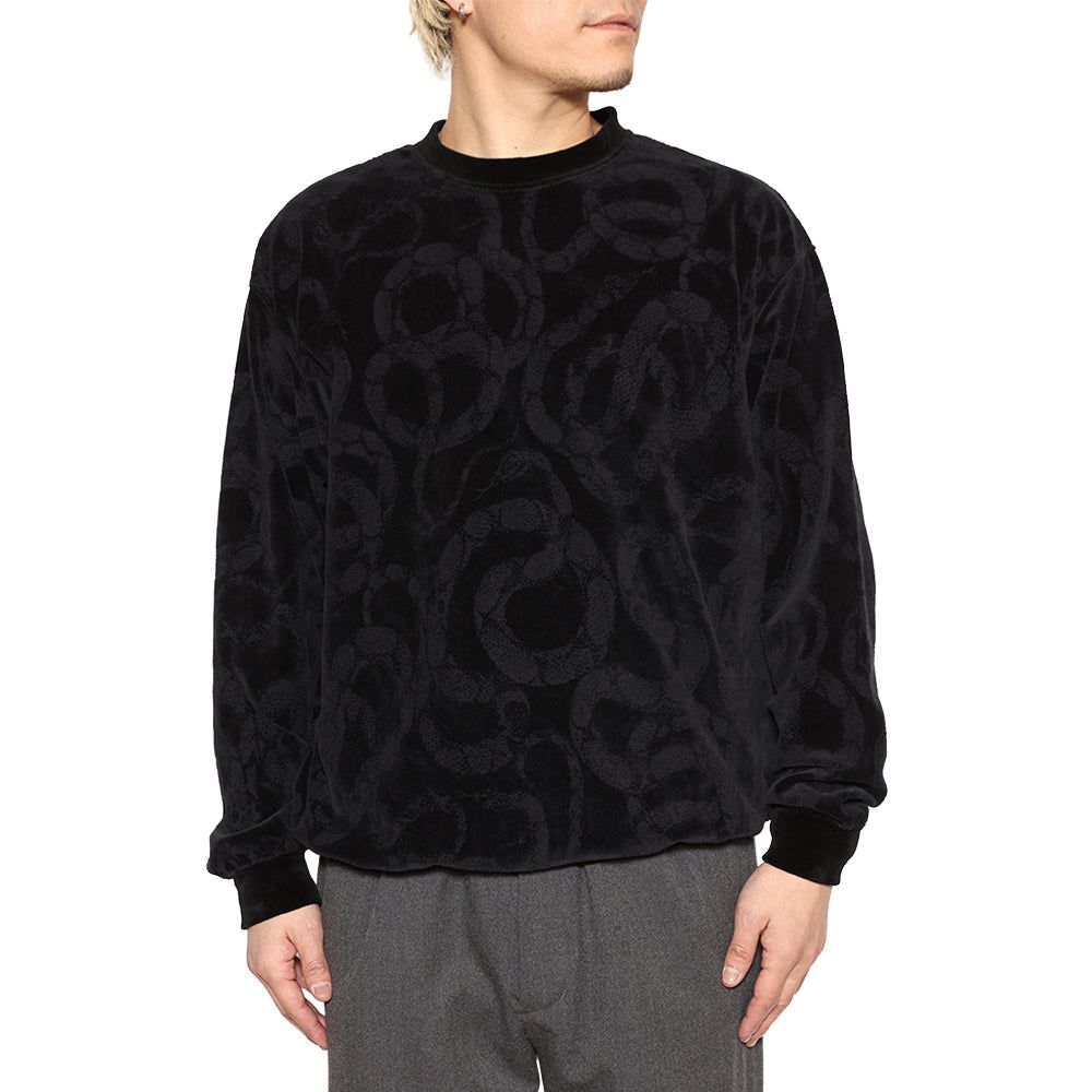 JQ VELOUR CREW NECK CS ＜SNAKE PATTERN＞ / スネークプリント ベロアカットソー / CL-25AW001SNK