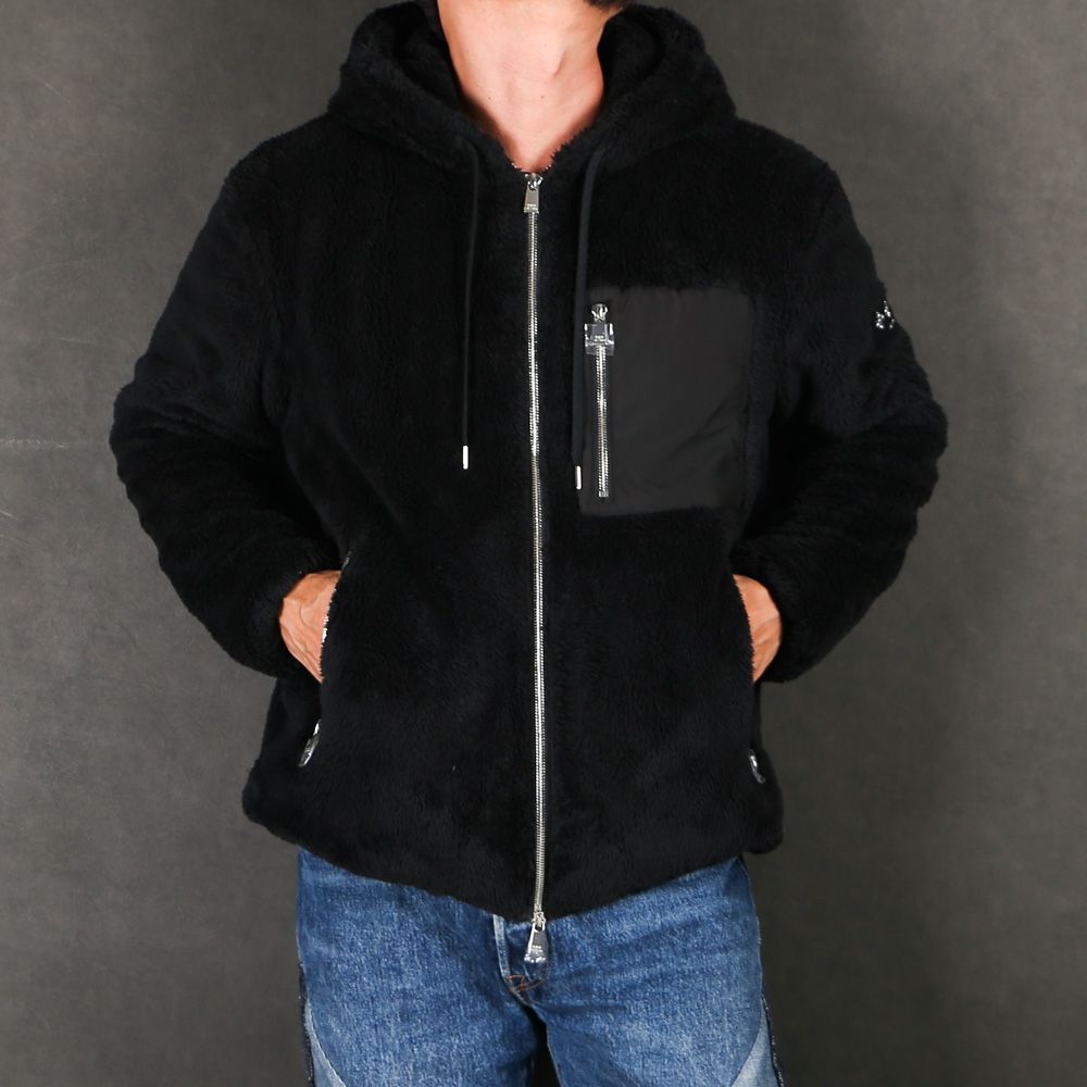 MENFI メンフィ - BLACK / ボア フードブルゾン (フリース) /  MJXA0212033588