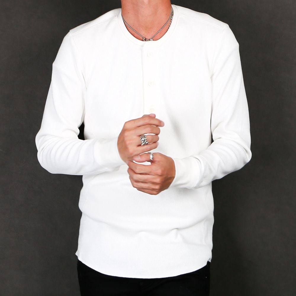 henley long-T(back boa) / ボアフリース ヘンリーネックTシャツ / 7907 lj88s