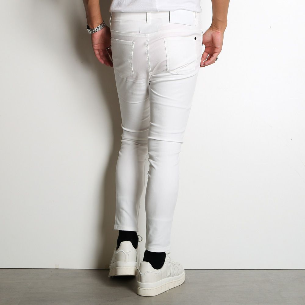 SKINNY PANTS - WHITE / グラデーションロゴ スキニーパンツ / USB-24052