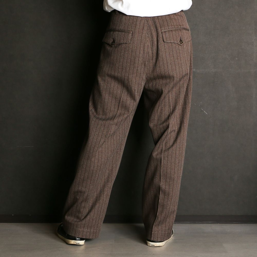 superNova. - 1 tuck wide trouser - Herringbone jersey / 1タック