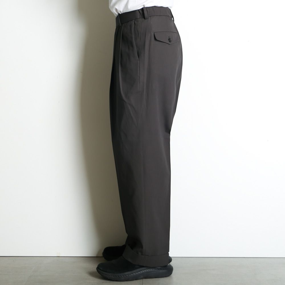 DOUBLE PLEATED SEMI EASY TROUSERS - CHARCOAL / 60/2オーガニック強燃ボイル3/2ツイル - ダブルプリーテッドセミイージートラウザーズ / A26A16PT01C