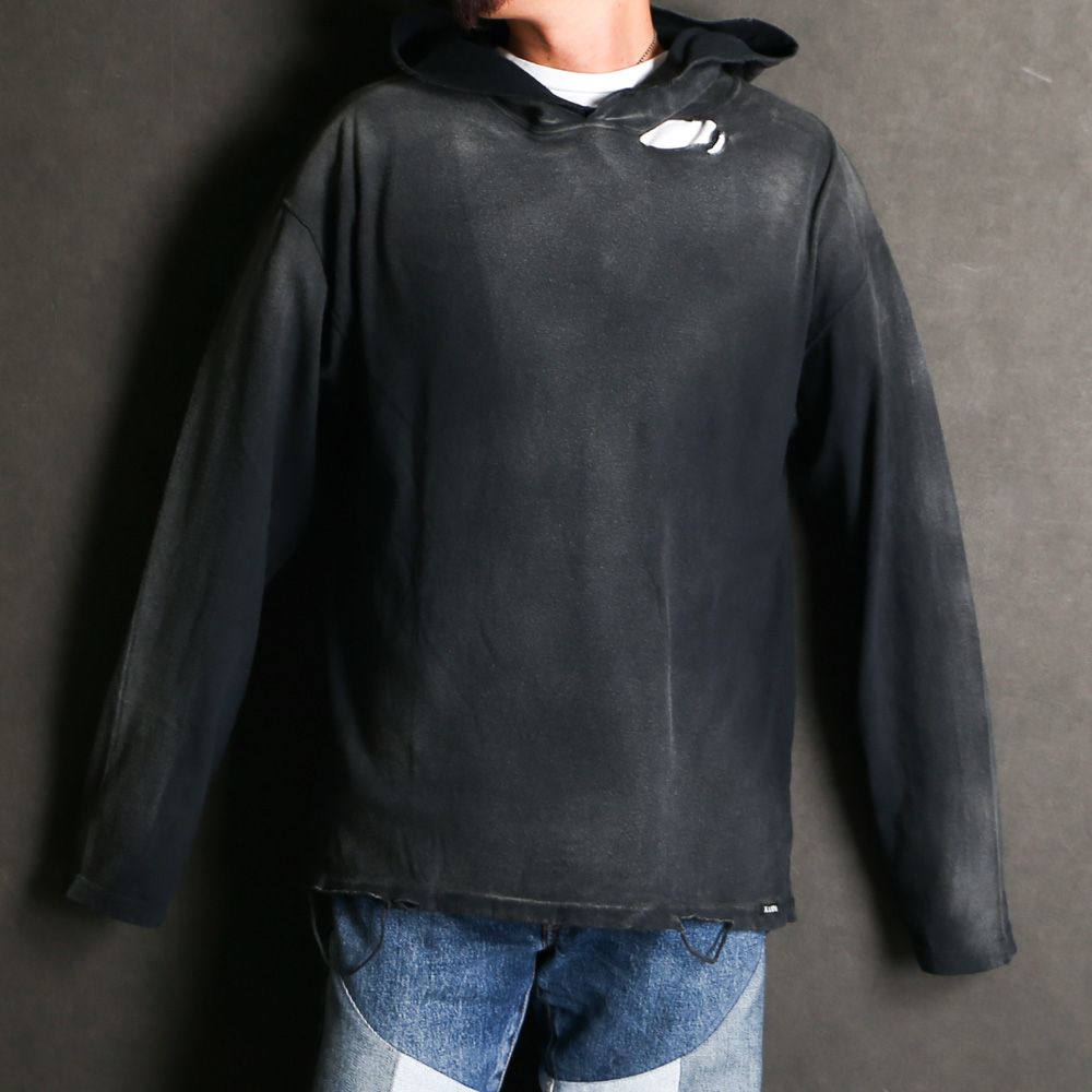 Distressed Light Weight Hoodie - BLACK / ライトウエイト フーディー / G15HD089