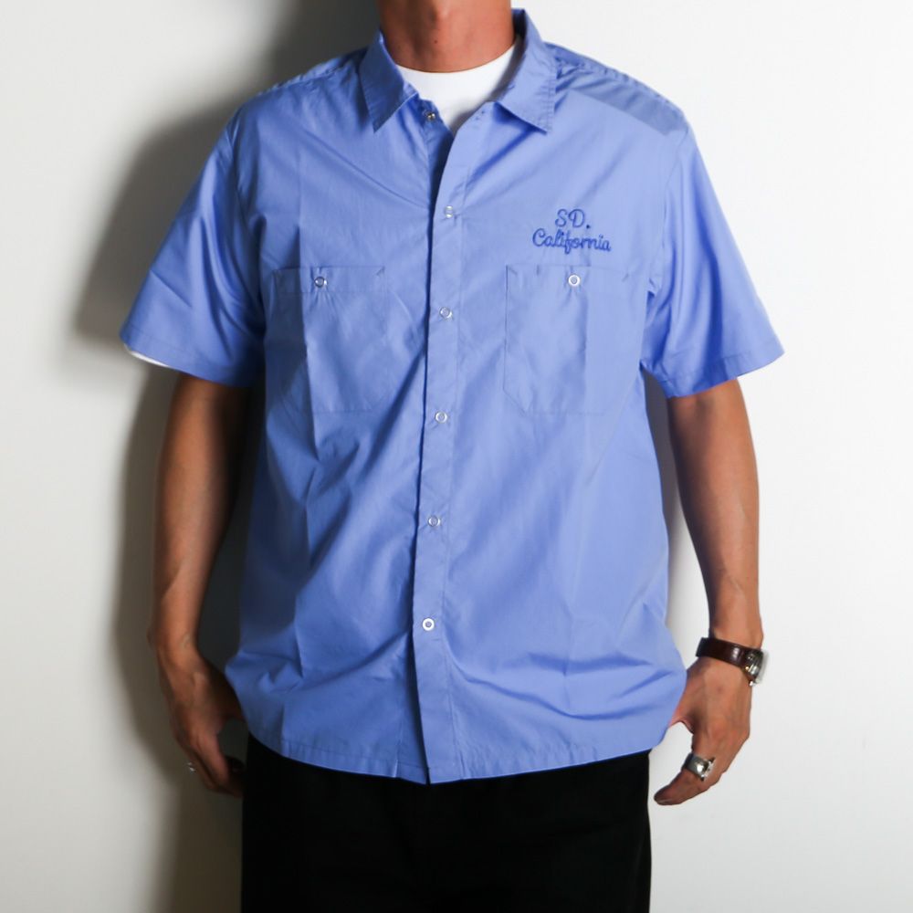 【ラスト1点-サイズL】 SD Dress Work Shirt SS - Blue / ワークシャツ / SHOSD220