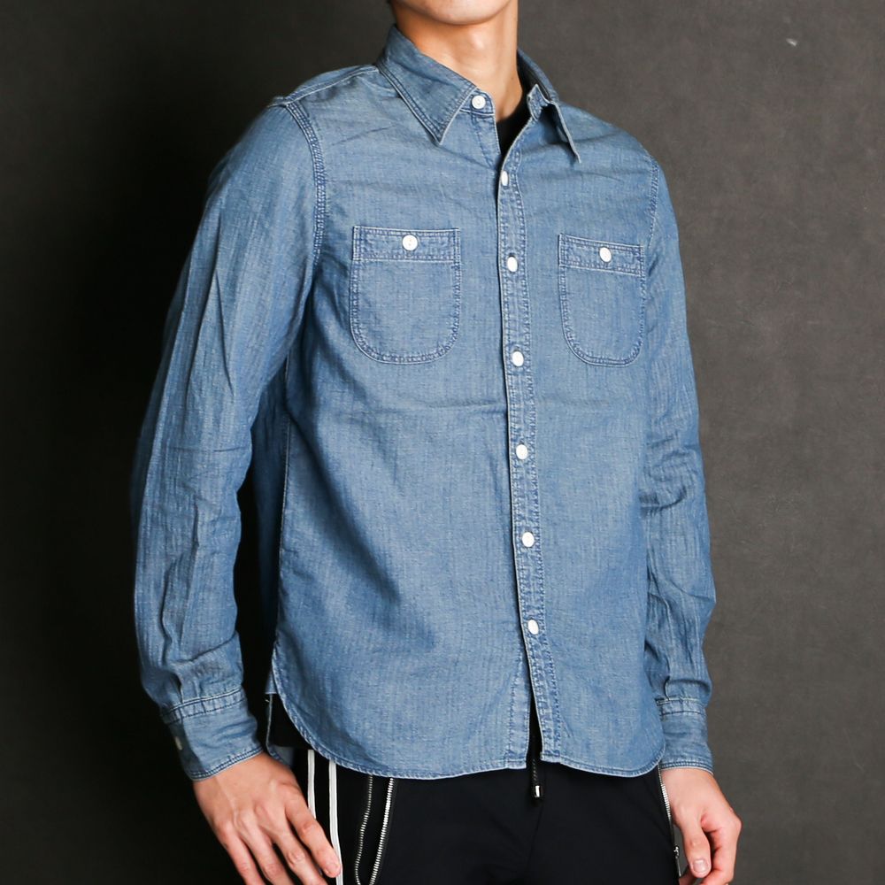 TMT - 【ラスト1点-サイズXL】 HERRINGBONE INDIGO CHAMBRAY WORK