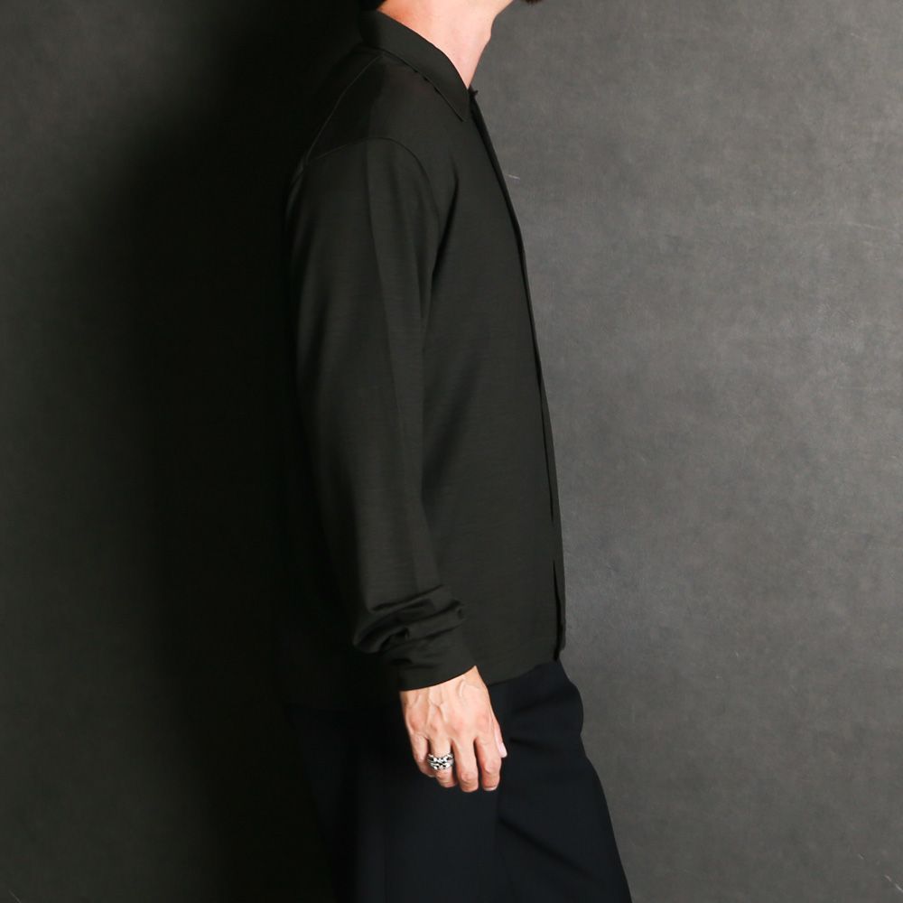 Shirt Cardigan - Dark Olive / スーパー100sウォッシャブルウール天竺 - シャツカーディガン / M26C15CS01C