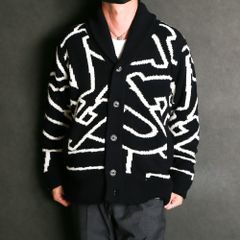 FLUFFY LETTERED LOGO SHAWL COLLAR CARDIGAN / ショールカラー カーディガン / USK-21017
