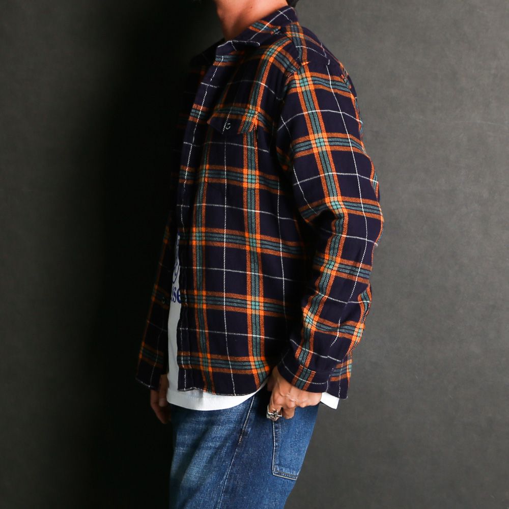 COTTON FLANNEL NAVY CHECK SHIRT / コットンフランネル レギュラーカラーシャツ / 24'RS-0807