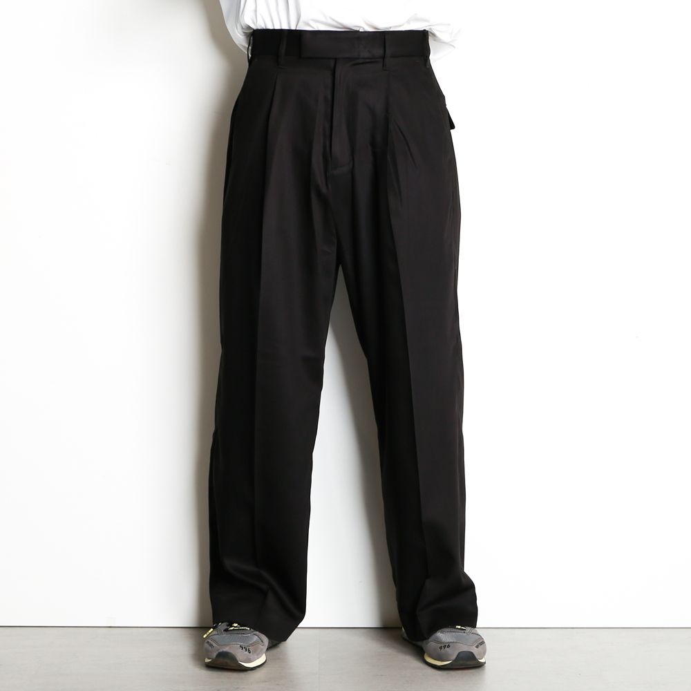1 tuck wide trouser - Rayon poly gabardine / 1タックワイドトラウザー ギャバジン / SN-413A