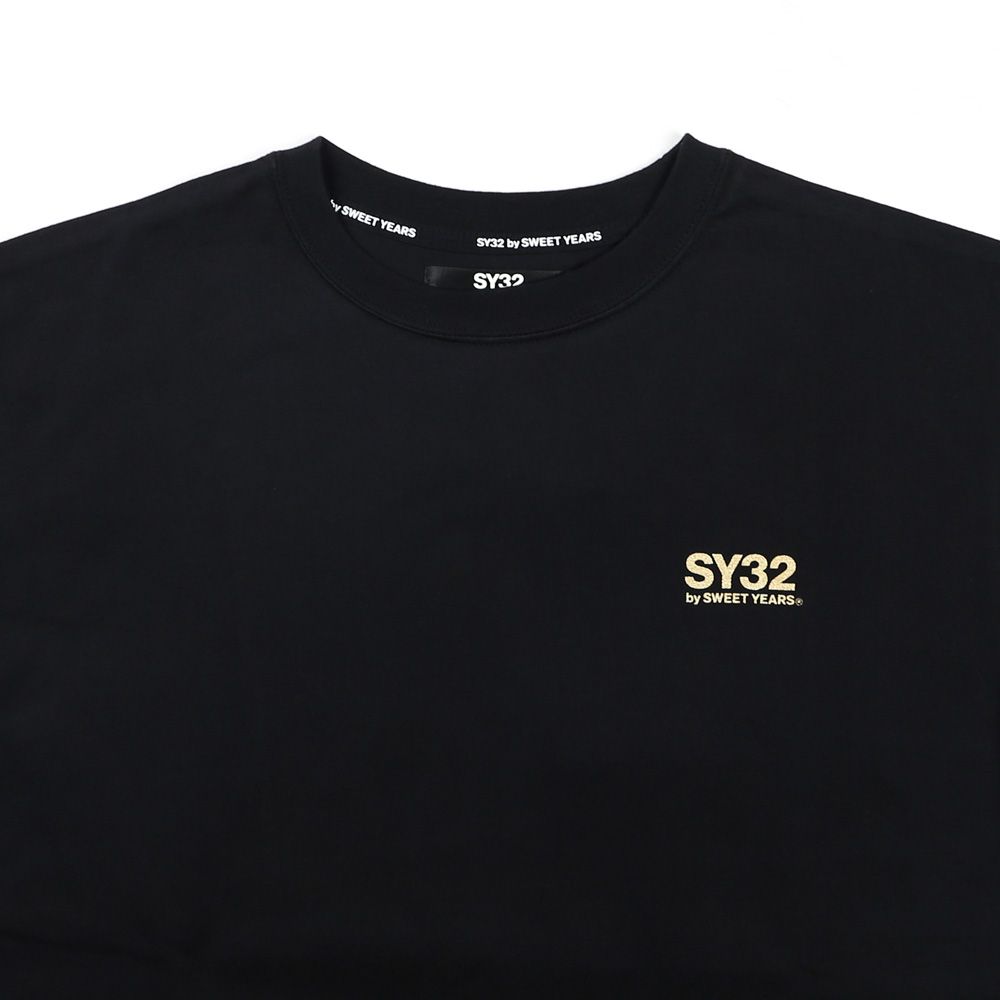 【ラスト1点-サイズS】BACK SLASH BIG LOGO TEE - BLACK × GOLD / グラフィックTシャツ / 14154J-W