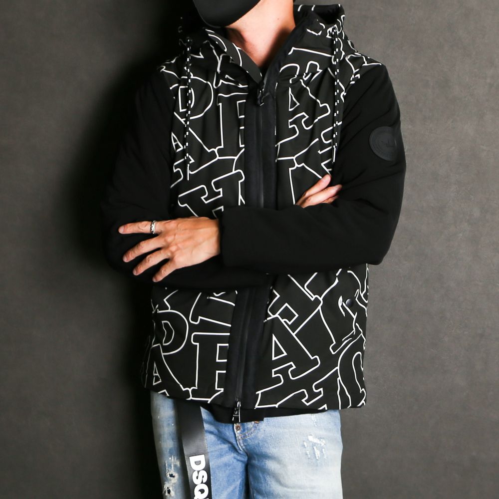 1PIU1UGUALE3 RELAX - LETTERING SLEEVE SWITCH JACKET / ダイアゴナル