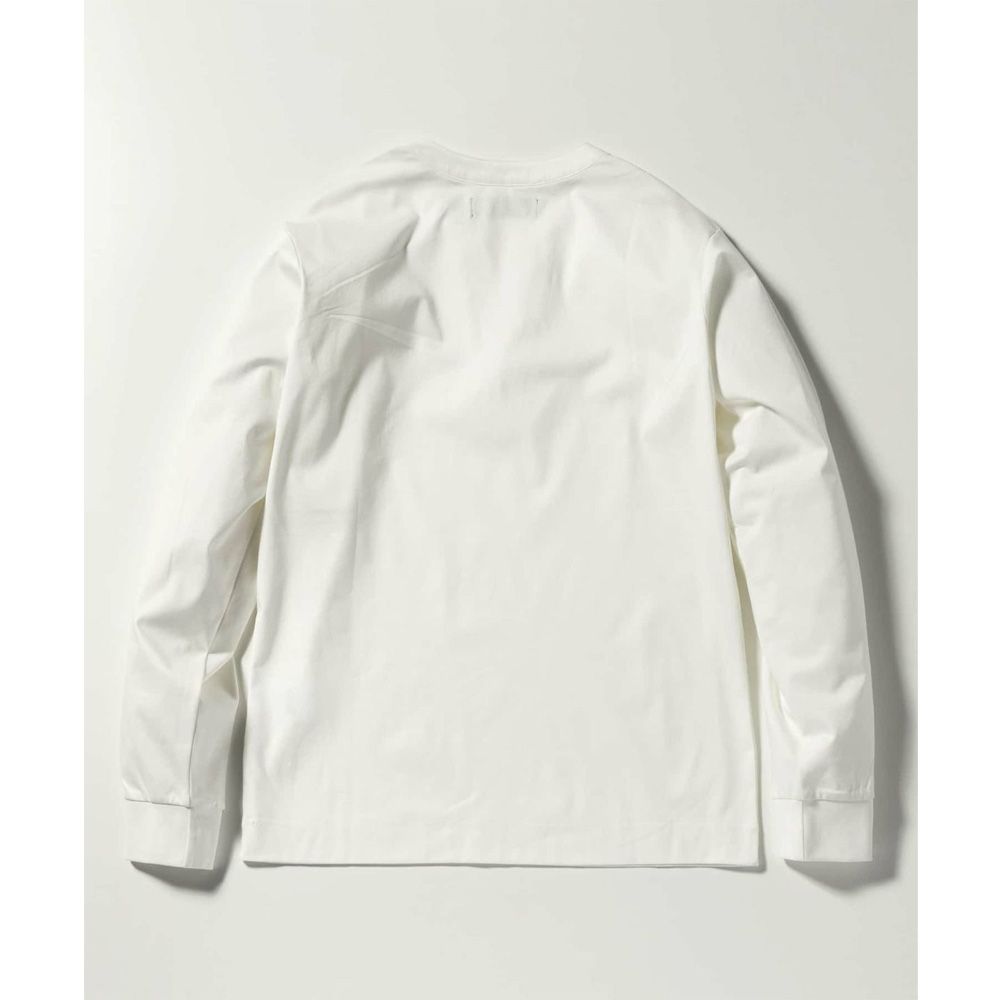 HENLEY NECK SUPER MERCERIZED LONG SLEEVE T-SHIRT - WHITE / ダブルシルケット ヘンリーネック ロングスリーブTシャツ / UST-24058