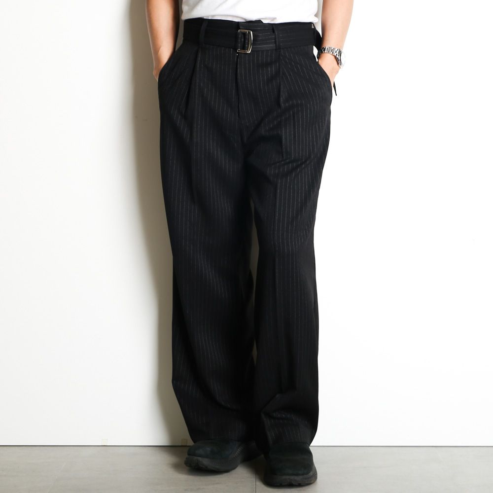 VICTIM - 【ラスト1点-サイズ3】 STRIPE BUGGY SLACKS - BLACK
