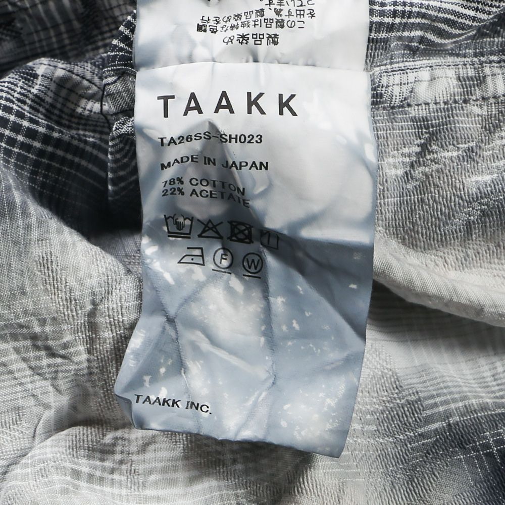 "Tie-Dye Check" Regular Shirt - Black / タイダイチェック レギュラーシャツ / TA26SS-SH023