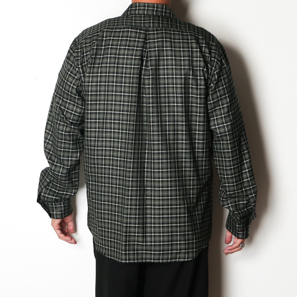 Zip Shirt - Moss Gray Check / オーガニックウールヴィエラチェック - ジップシャツ / A26C17SH03C
