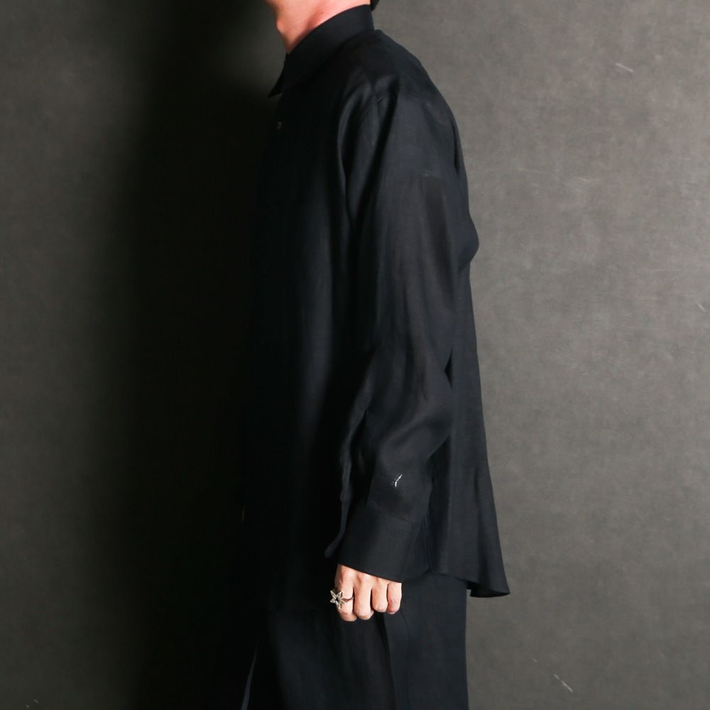 COMFORT FIT SHIRT - BLACK / ヘンプ細布 - コンフォートフィットシャツ / A26A22SH01C