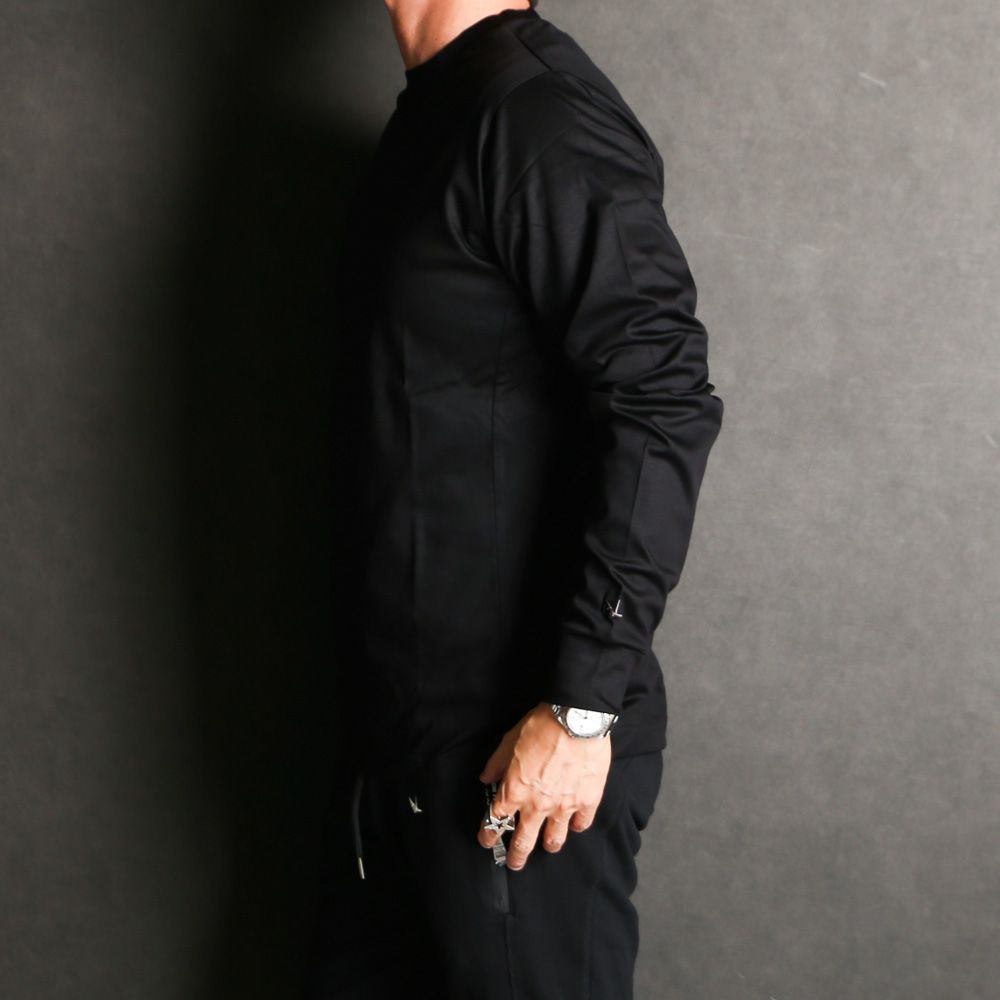 SUPER MERCERIZED LONG SLEEVE T-SHIRT - BLACK / ダブルシルケット ベーシック ロングスリーブTシャツ / UST-24059