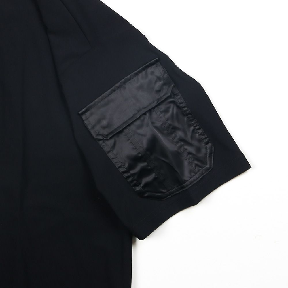 MILITARY NYLON OVER TEE - BLACK / ナイロンポケットビッグTシャツ / RC40-T-008
