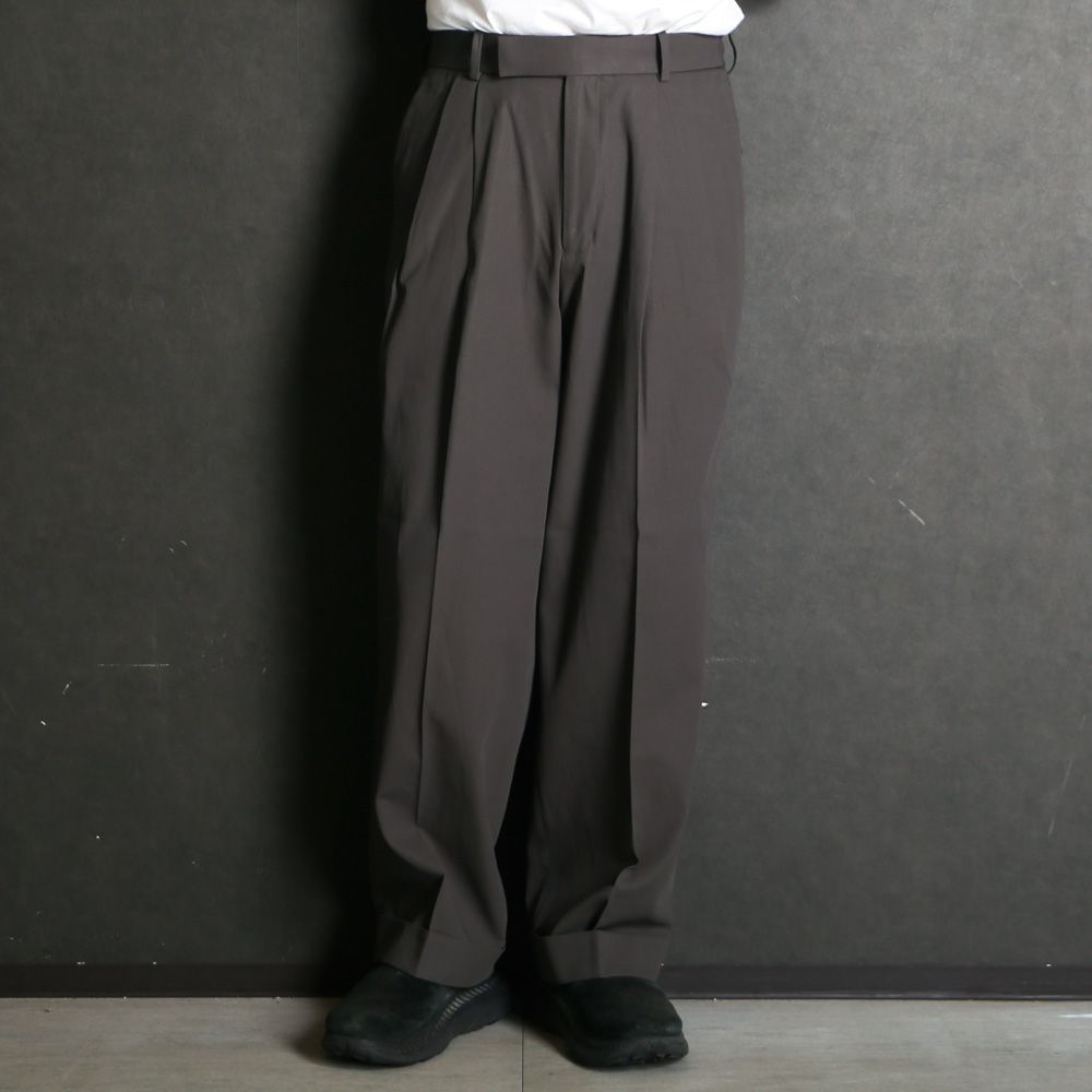 DOUBLE PLEATED SEMI EASY TROUSERS - CHARCOAL / 60/2オーガニック強燃ボイル3/2ツイル - ダブルプリーテッドセミイージートラウザーズ / A26A16PT01C