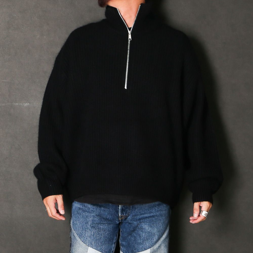 RACCON HALF ZIP KNIT - BLACK / ハーフジップニット / VTM-26-K-106