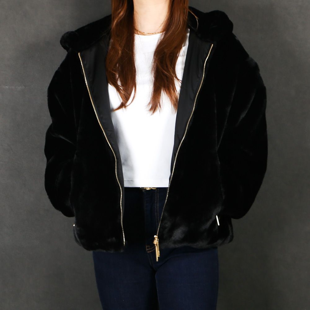 【レディース】 YUMOLA ユモラ - BLACK / エコファー フードブルゾン (フリース) / LJXA0039033588