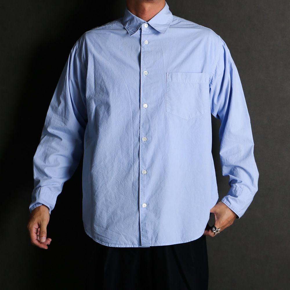 REGULAR COLLAR SHIRT - SAXE / オーガニックコットンシルク120/2タイプライター - レギュラーカラーシャツ / M25C13SH01C