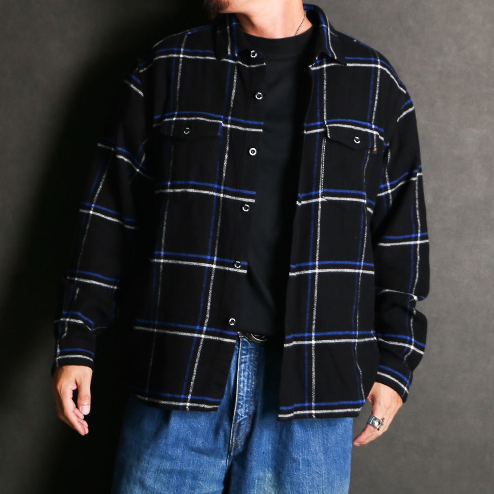 COTTON FLANNEL CHECK SHIRT - BLUE / チェックシャツ / 25'RS-0907