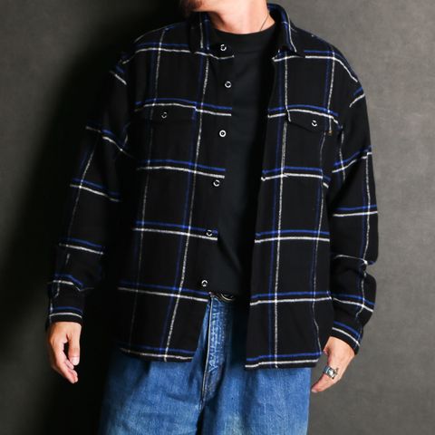 COTTON FLANNEL CHECK SHIRT - BLUE / チェックシャツ / 25'RS-0907