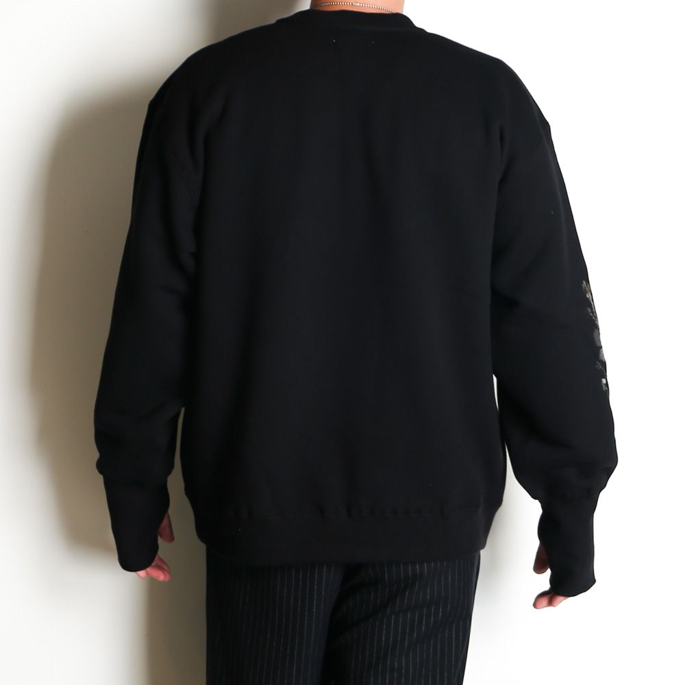 Embroidered Jacquard Crewneck Sweatshirt - Black / クルーネック スウェット / SN-632A