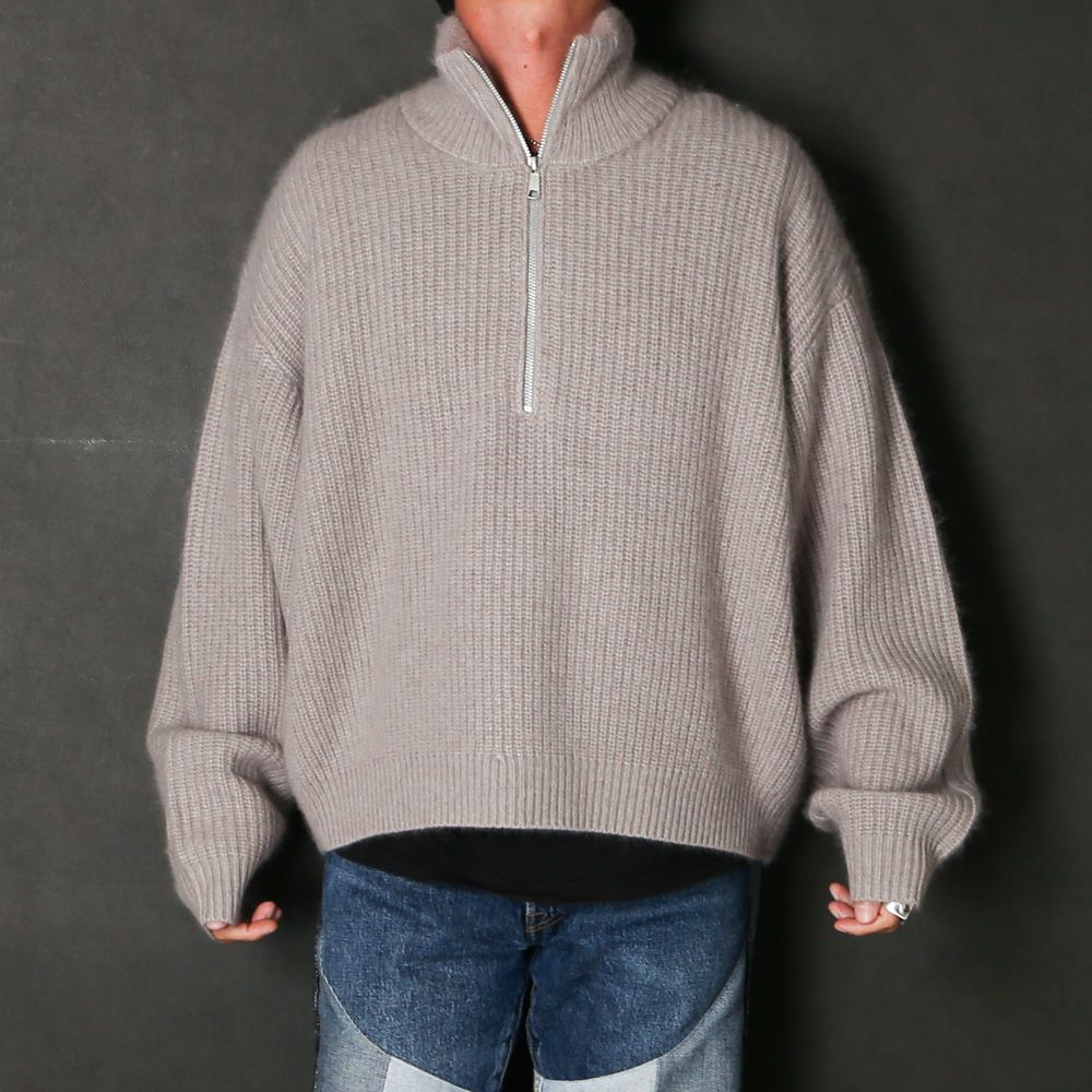 RACCON HALF ZIP KNIT - GREIGE / ハーフジップニット / VTM-26-K-106