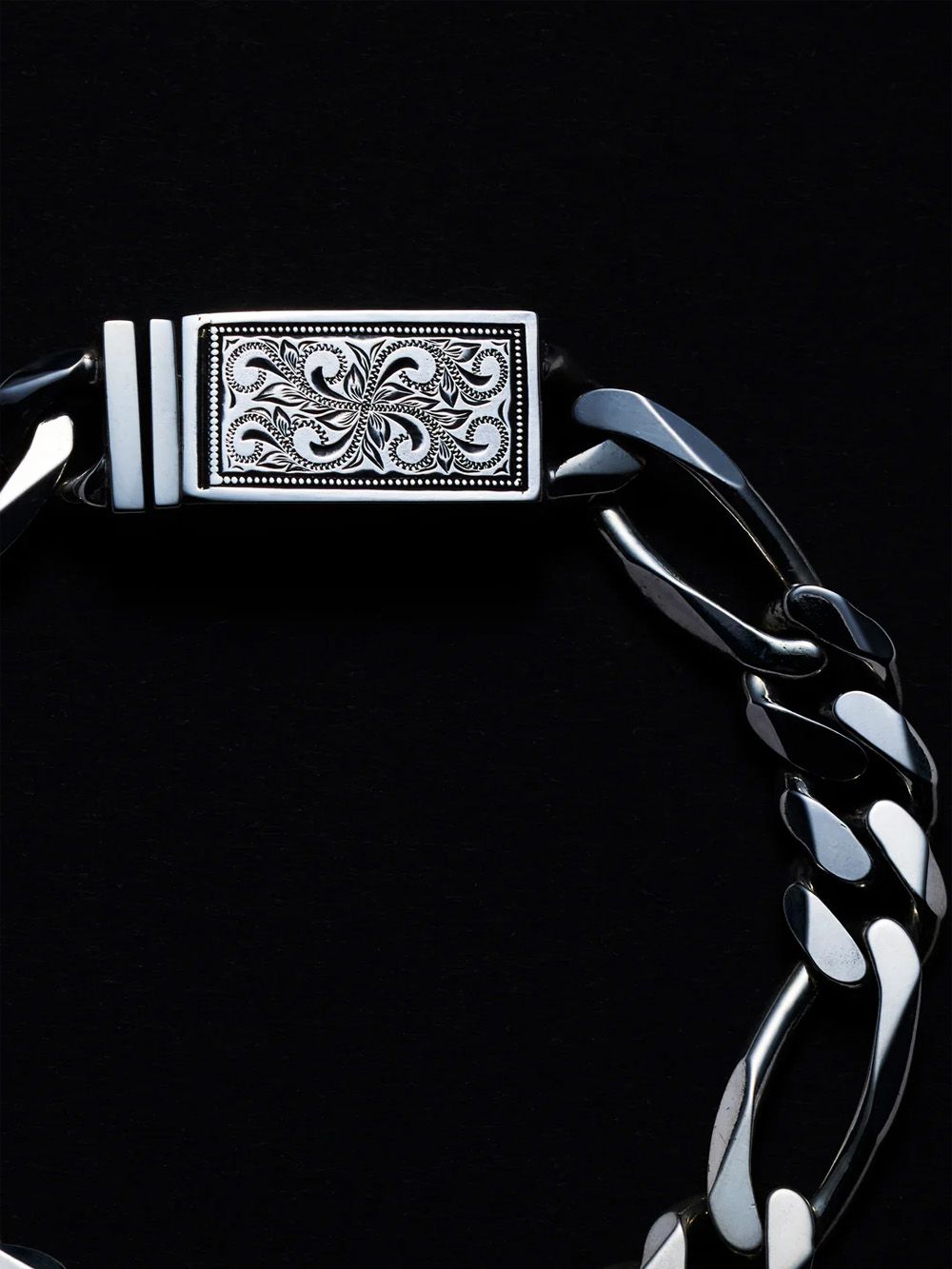Engraved Box Clasp Figaro Bracelet / ブレスレット / RX-619