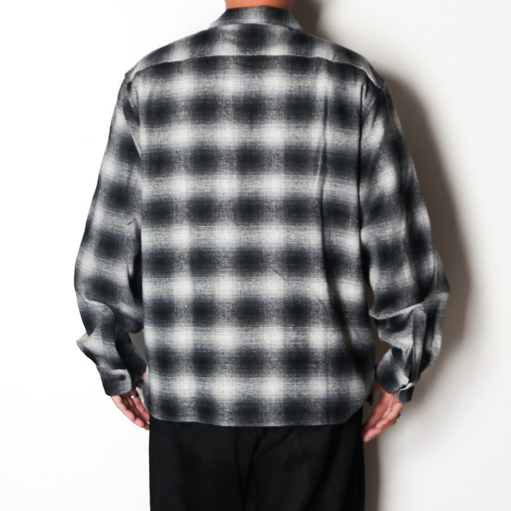Wool Ombre Check L/S Shirt (26aw) - BLK / チェックシャツ / HS-100626