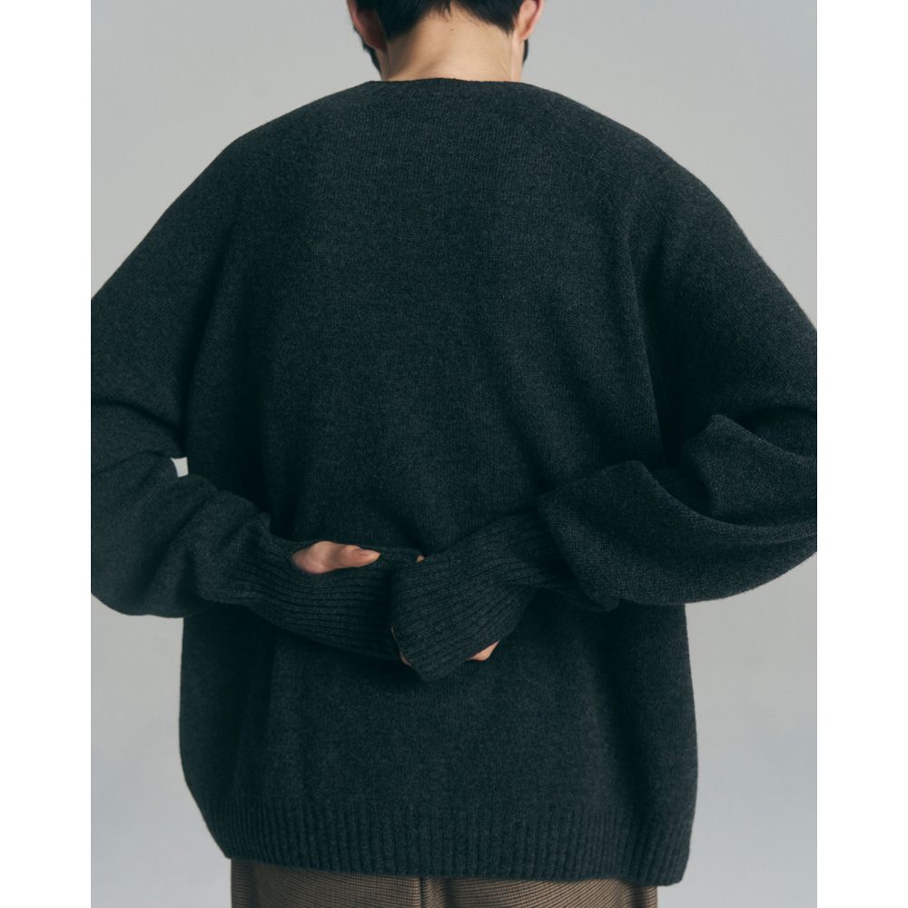 Wholegarment knit sweater - Wool & cashmere & silk - Charcoal / ホールガーメント クルーネックセーター - ウール & カシミヤ & シルク / SNKN-001C