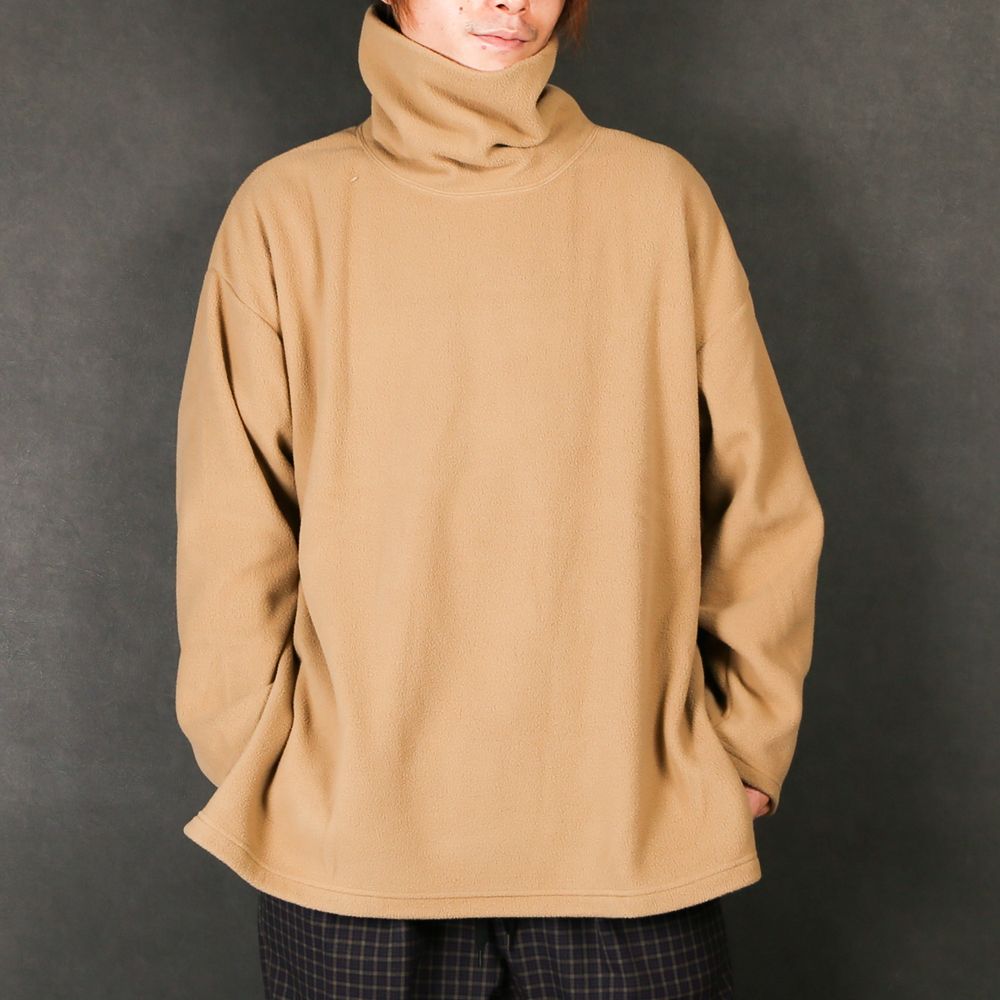 FLEECE HI NECK SIDE VENTS CS / マイクロフリース サイドベンツ カットソー / 180204