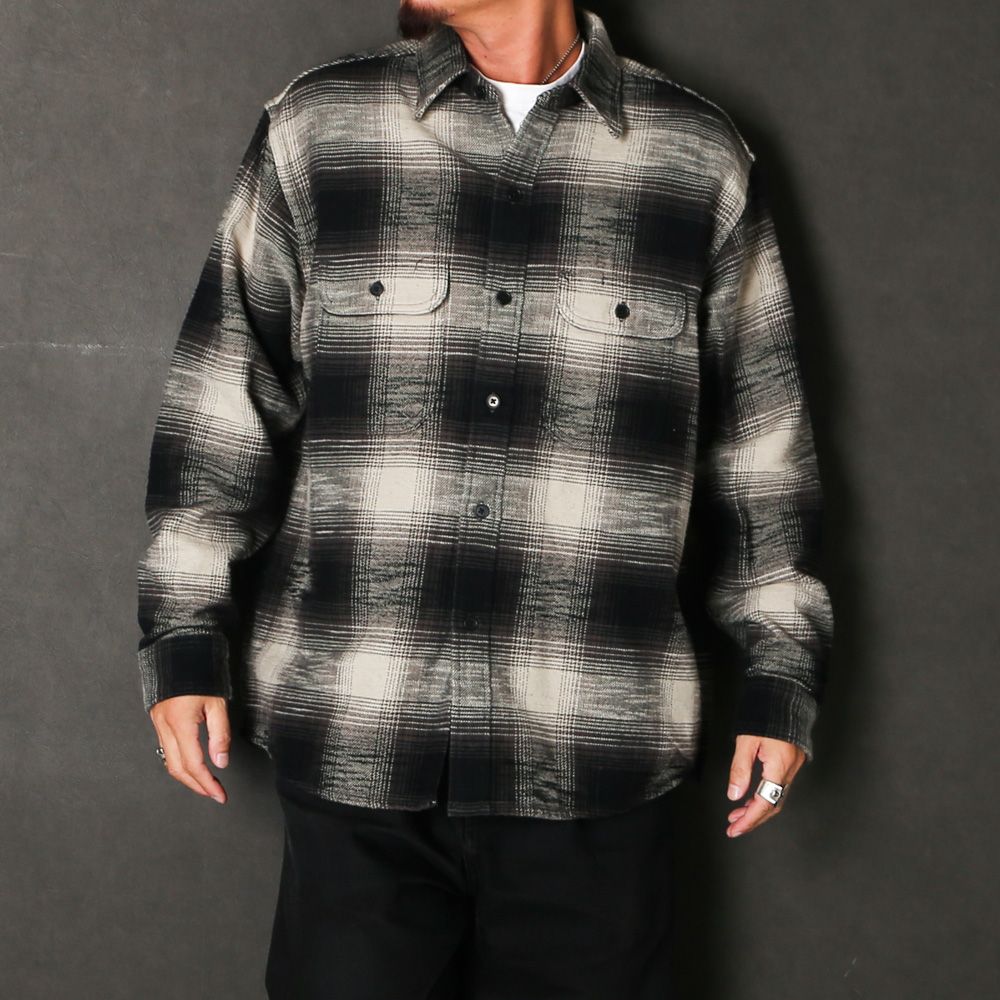 Heavy Cotton Flannel Ombre Work Shirt  - BLT / MDFBF09503