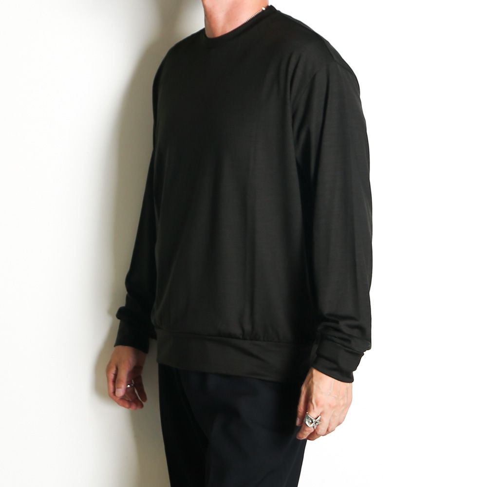 【ラスト1点-サイズ4】 Crew Neck L/S Tee - Dark Olive / スーパー100sウォッシャブルウール天竺 - クルーネック L/S Tee / M26C15CS03C